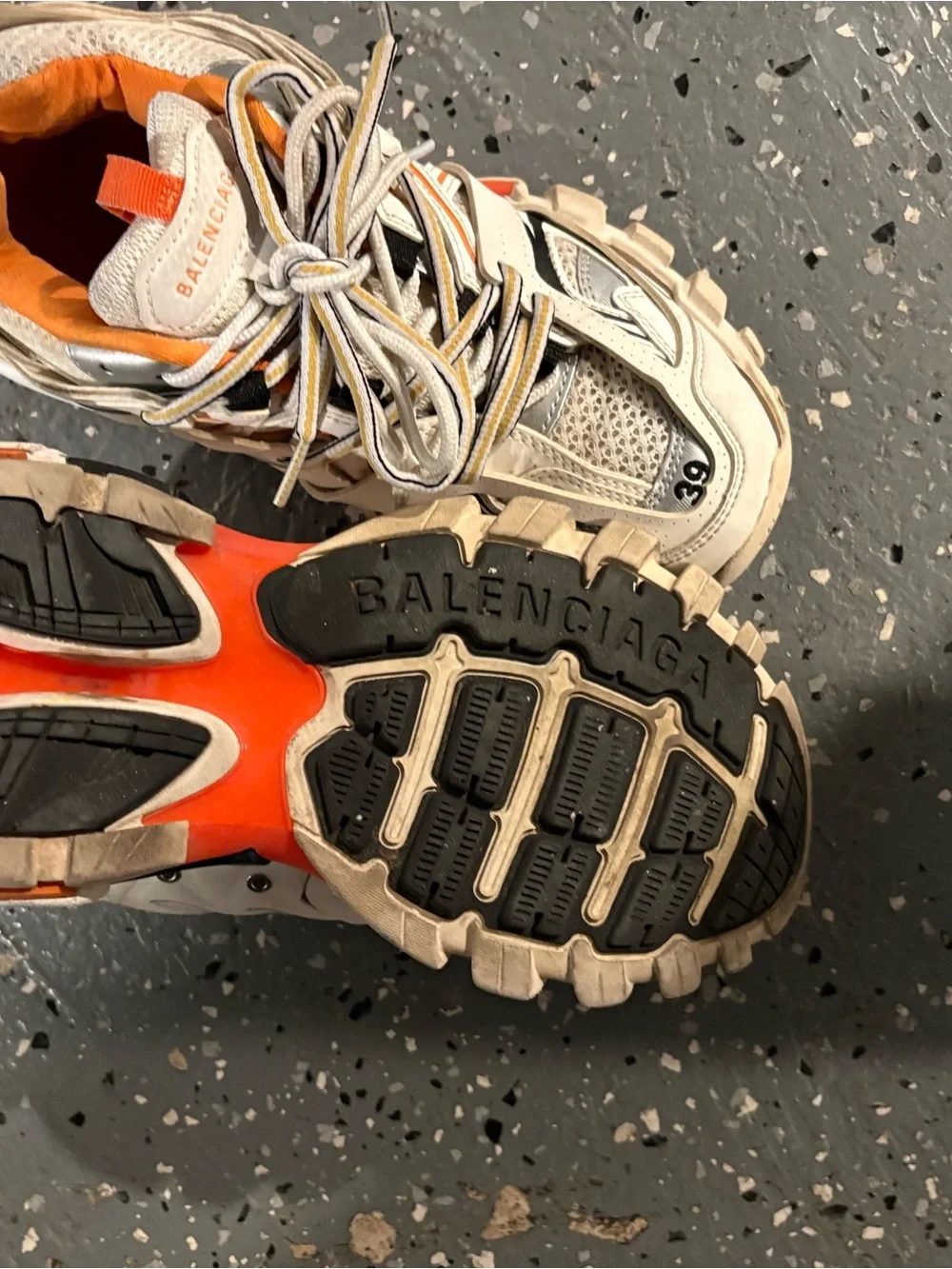 Balenciaga Chunky Sneakers in Cream with Orange Trim - Picture 3 of 4
